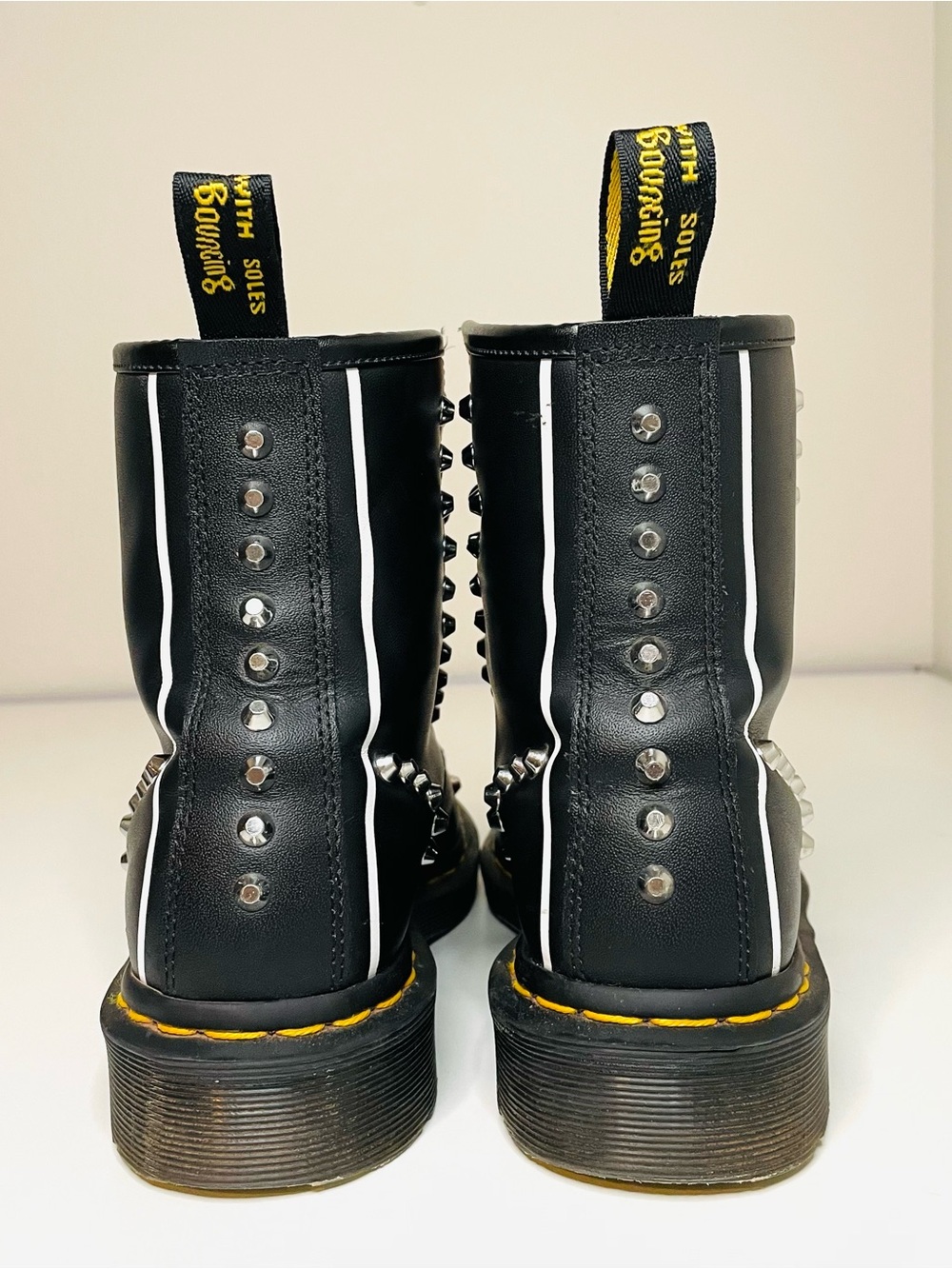 Dr. Martens 1460 Bex Black And Red Studded Lace-up Boots - Picture 3 of 7